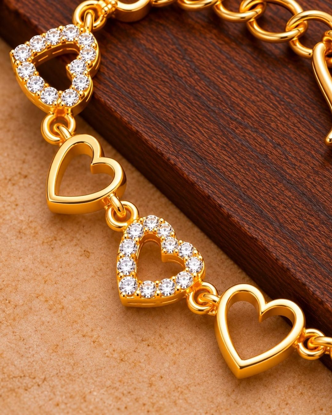 Gold Plated Heart Bracelet for Women