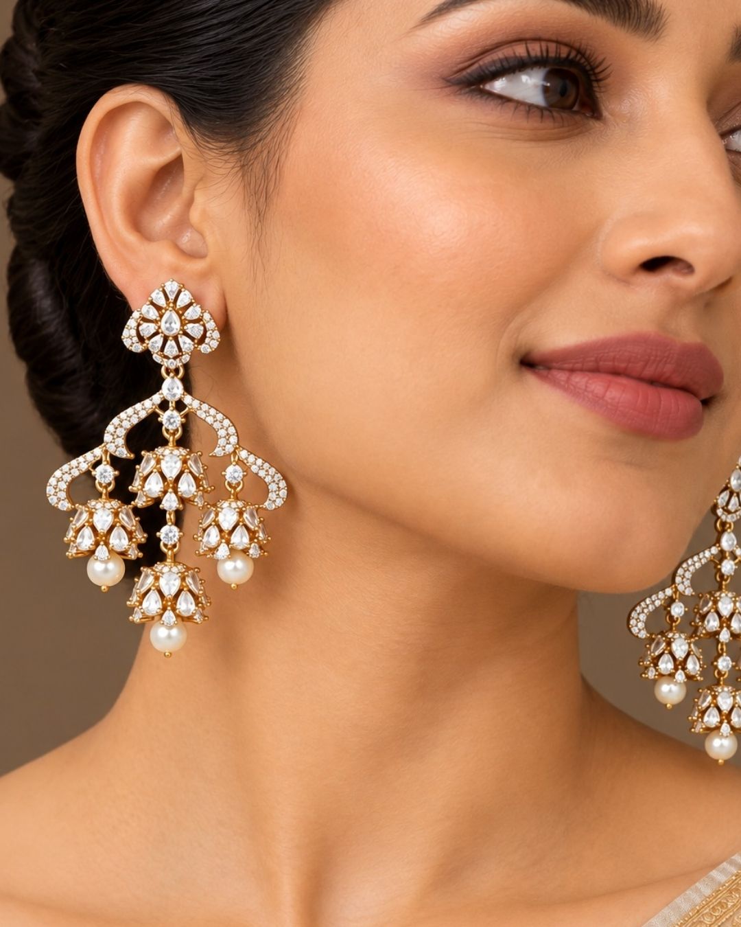Zircon Diamond Triple Drop Lightweight Earrings