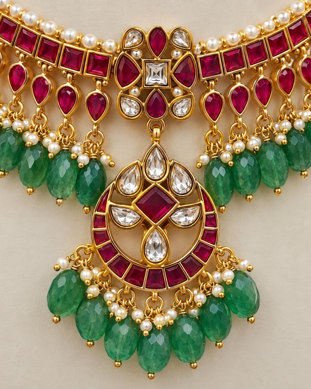 Jadau Kundan Gold Plated Beads Necklace