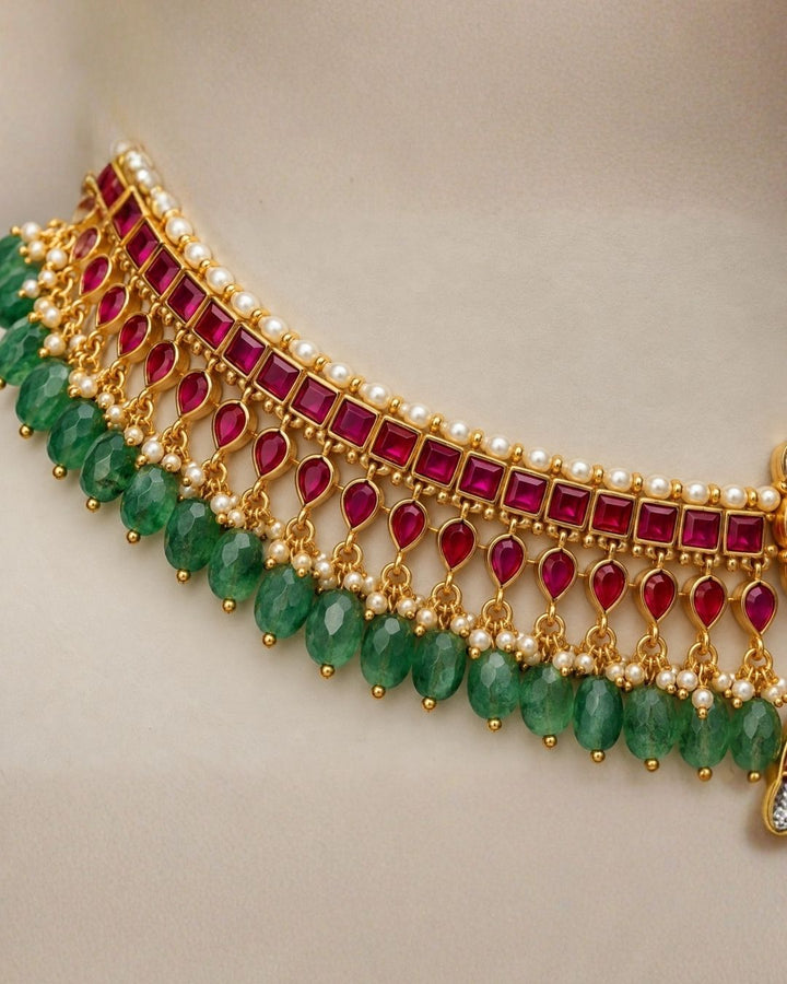 Jadau Kundan Gold Plated Beads Necklace