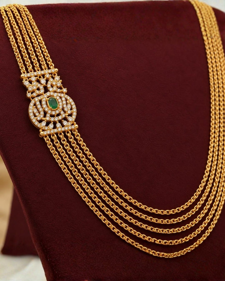 Gold Plated Traditional Multi Layer Chandraharam Haram