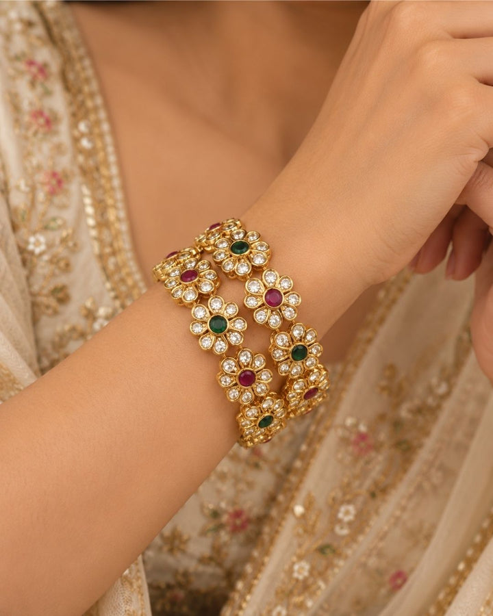 Jadau Kundan Gold Plated Stones Bangles (set of 2)