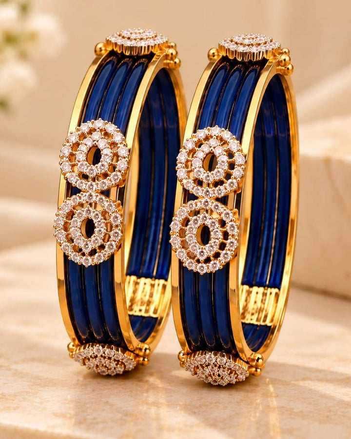 Openable Stone Studded Kada Bangles with 12 set Multicolour Interchangeable Bangles