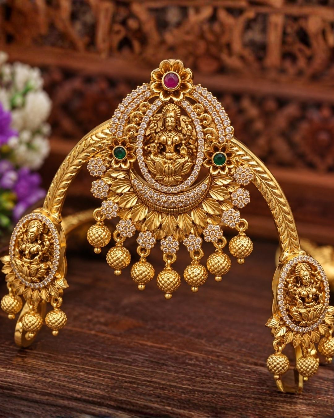 Jadau Kundan Gold Plated Traditional Laxmi Devi Temple Vanki w45