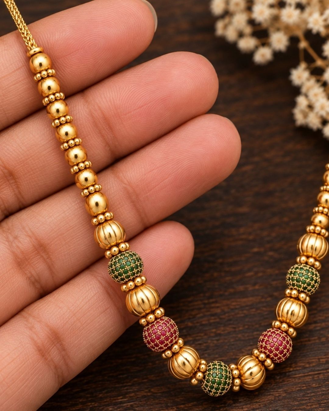 Jadau Kundan Gold plated beaded Necklace