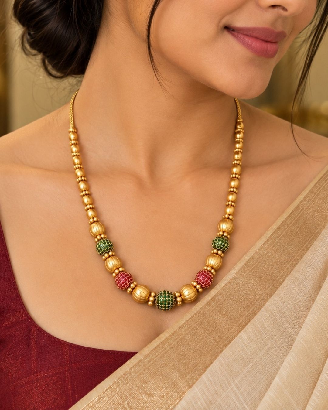 Jadau Kundan Gold plated beaded Necklace