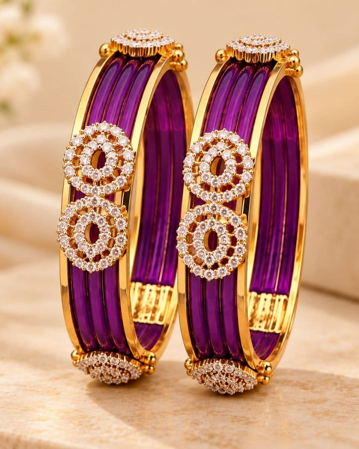 Openable Stone Studded Kada Bangles with 12 set Multicolour Interchangeable Bangles