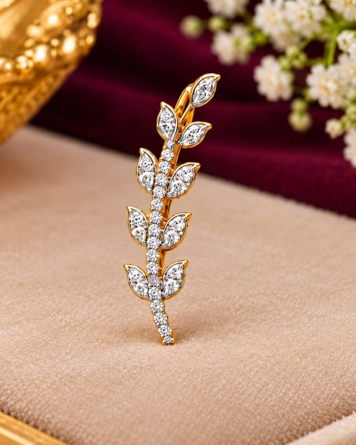 Gold Plated Leaf Design Zircon Ear Cuff