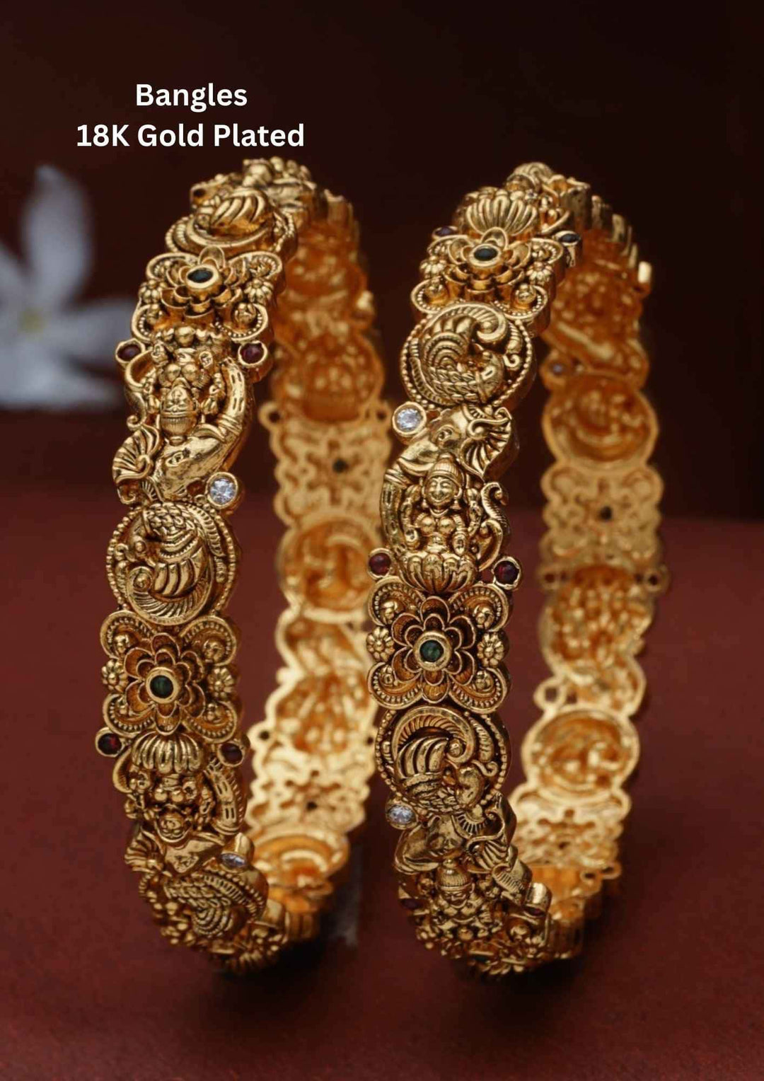 Pair of gold-plated bangles temple jewellery