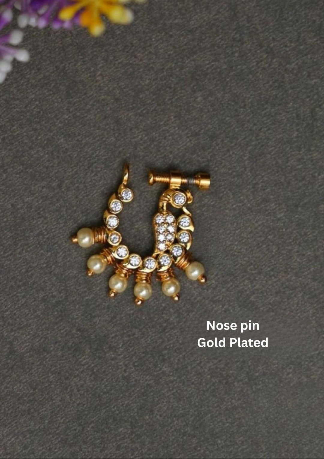 Gold Plated Pearls Nose Pin