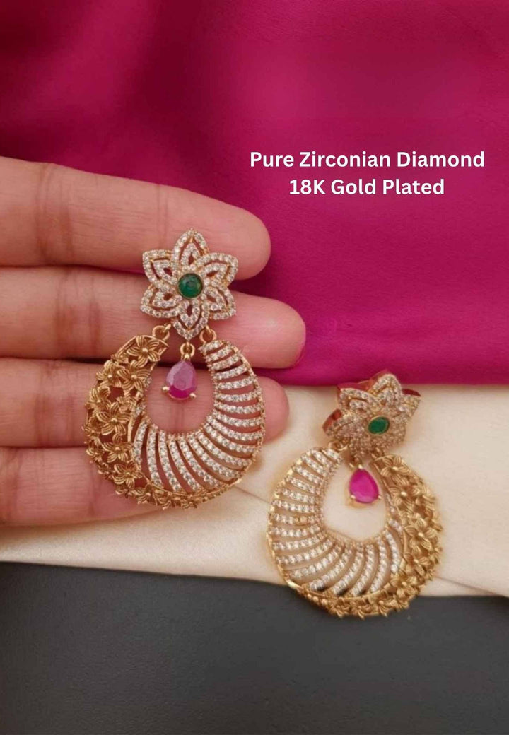 Gold-plated earrings with gemstones 