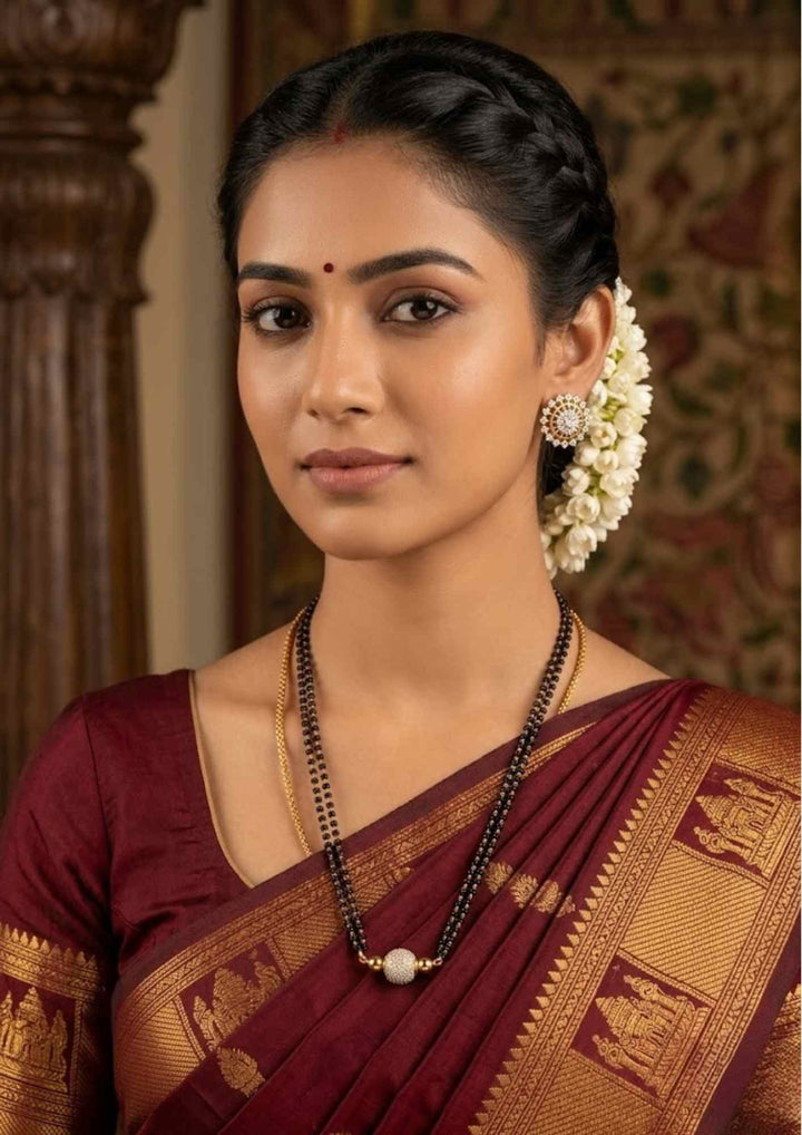 Pure Zirconian Diamond Gold Plated Mangalsutra with Studs Combo 