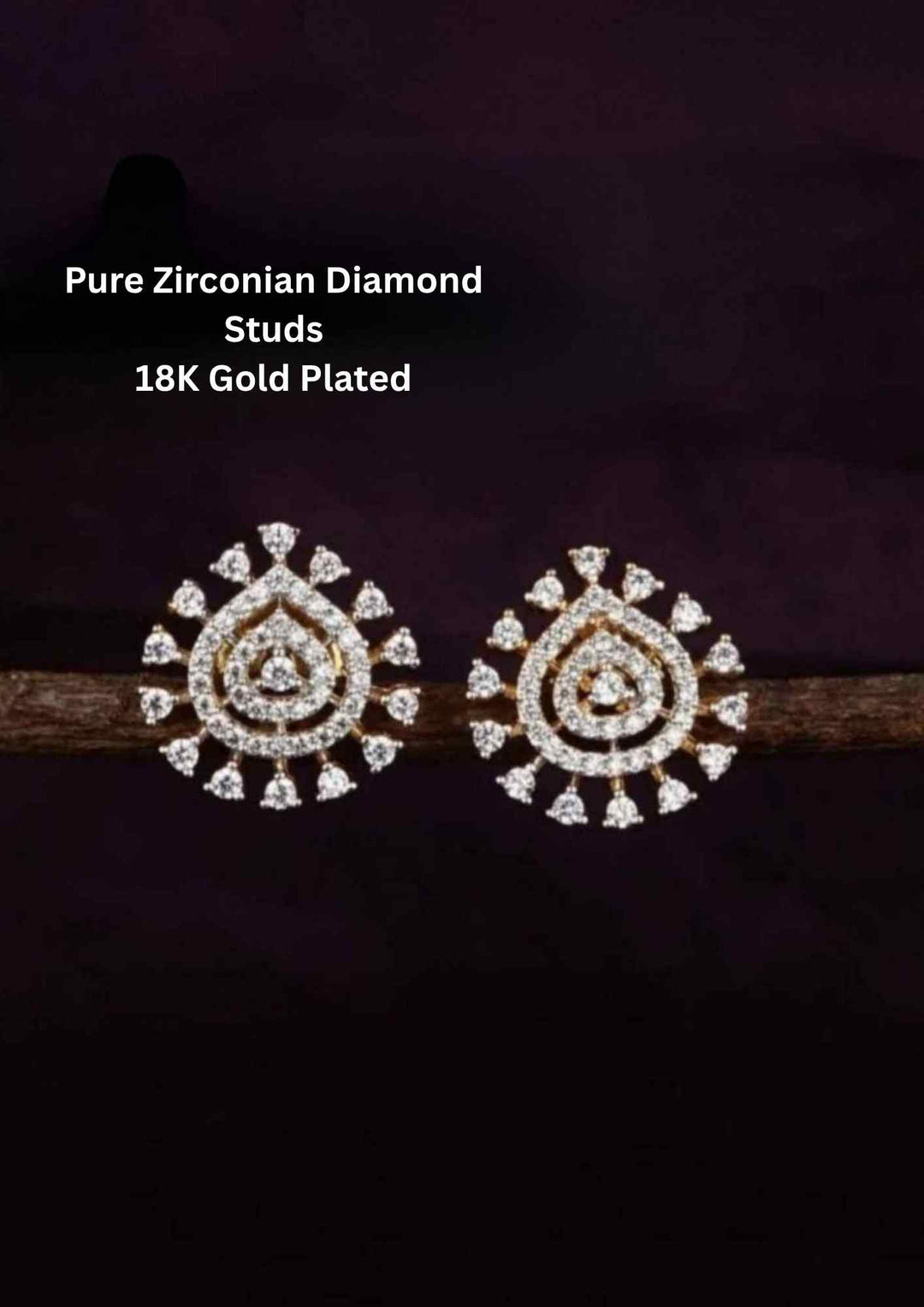 Pure Zirconia Diamond Gold Plated Exquisite Earrings 