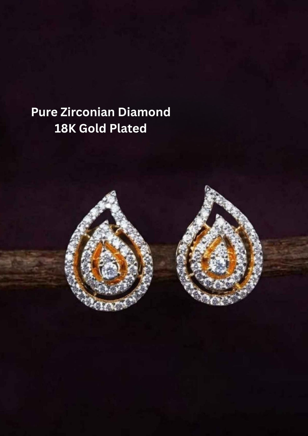 Pure Zirconian Diamond Gold Plated Studs 