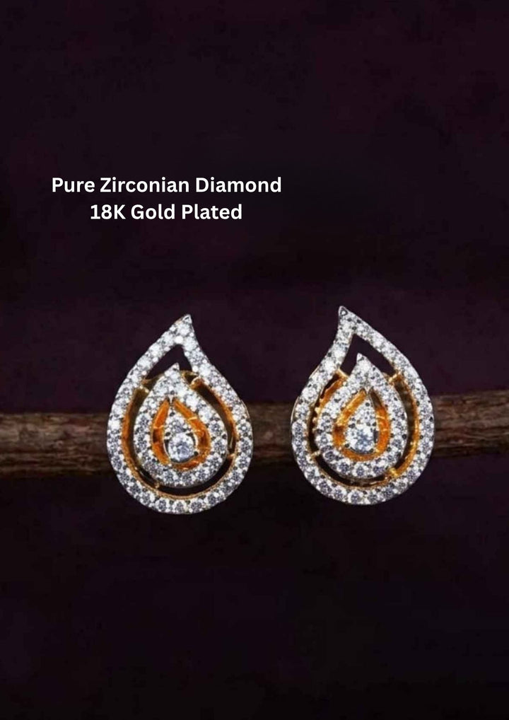 Pure Zirconian Diamond Gold Plated Studs 