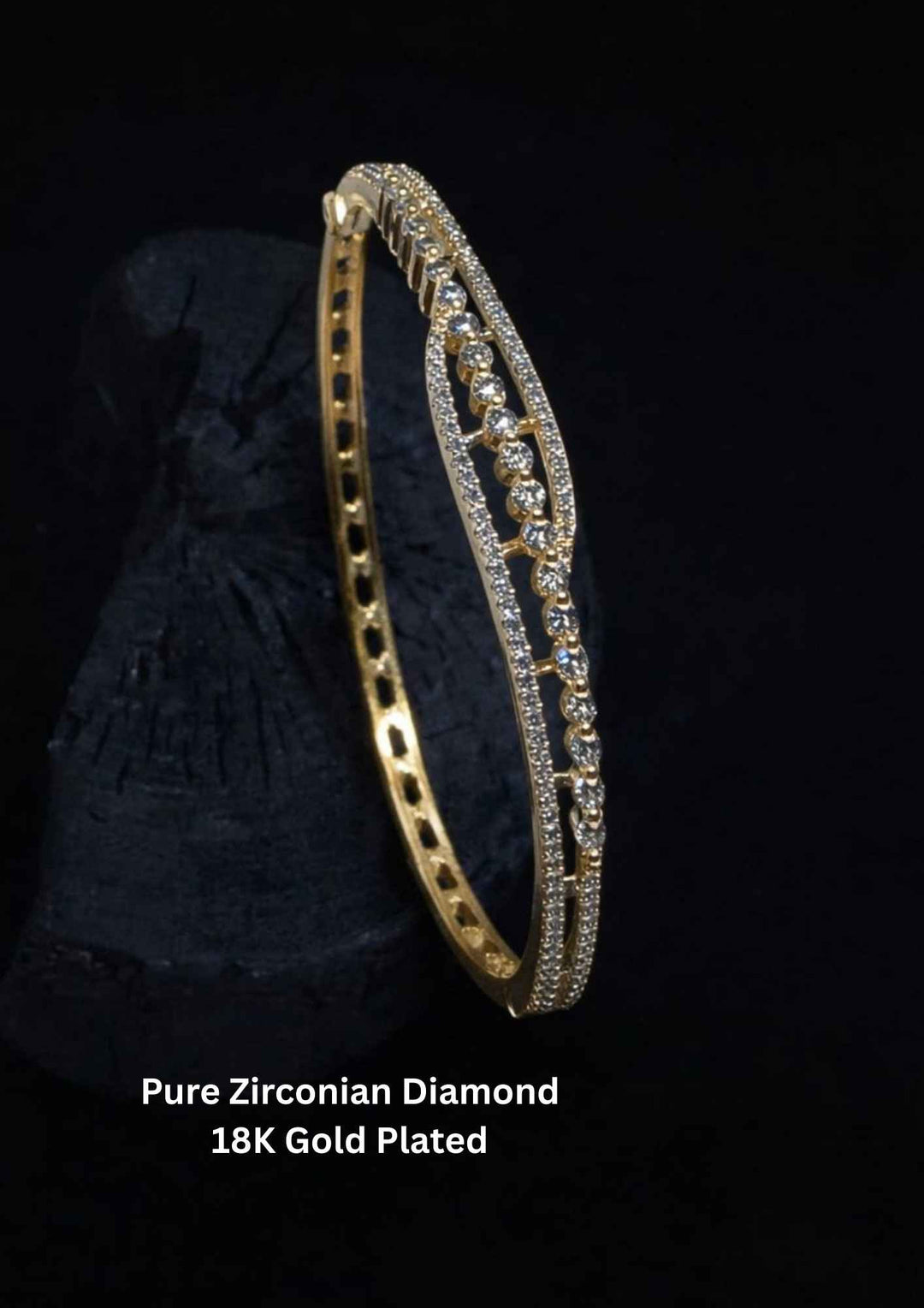 Pure Zirconian Diamond Gold Plated Openable Bracelet