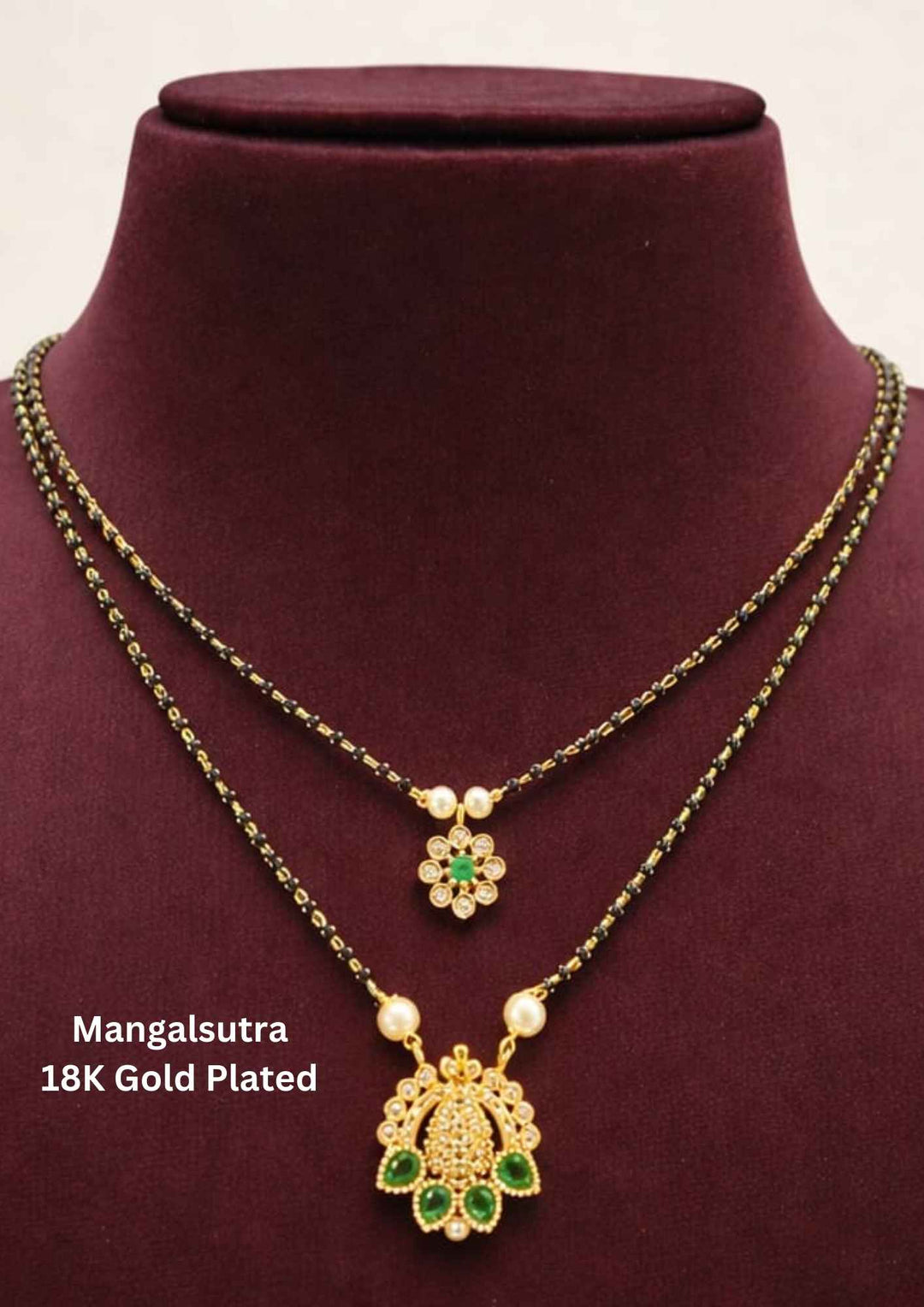 Pure Zirconian Diamond Gold Plated Double Chain Mangalsutra 