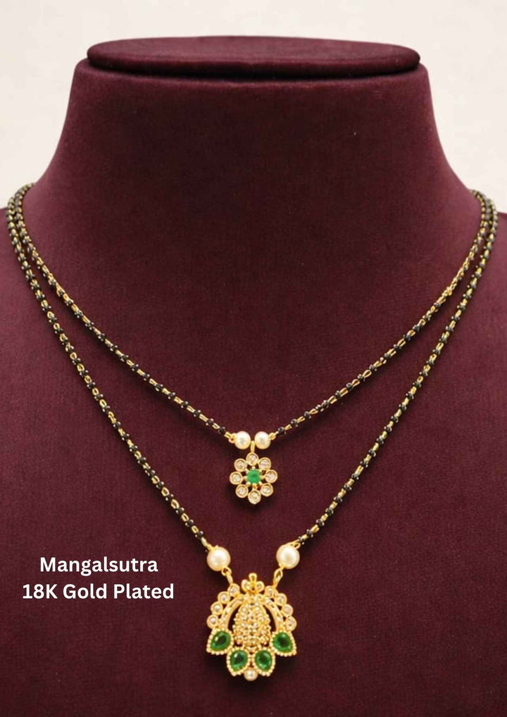Pure Zirconian Diamond Gold Plated Double Chain Mangalsutra 