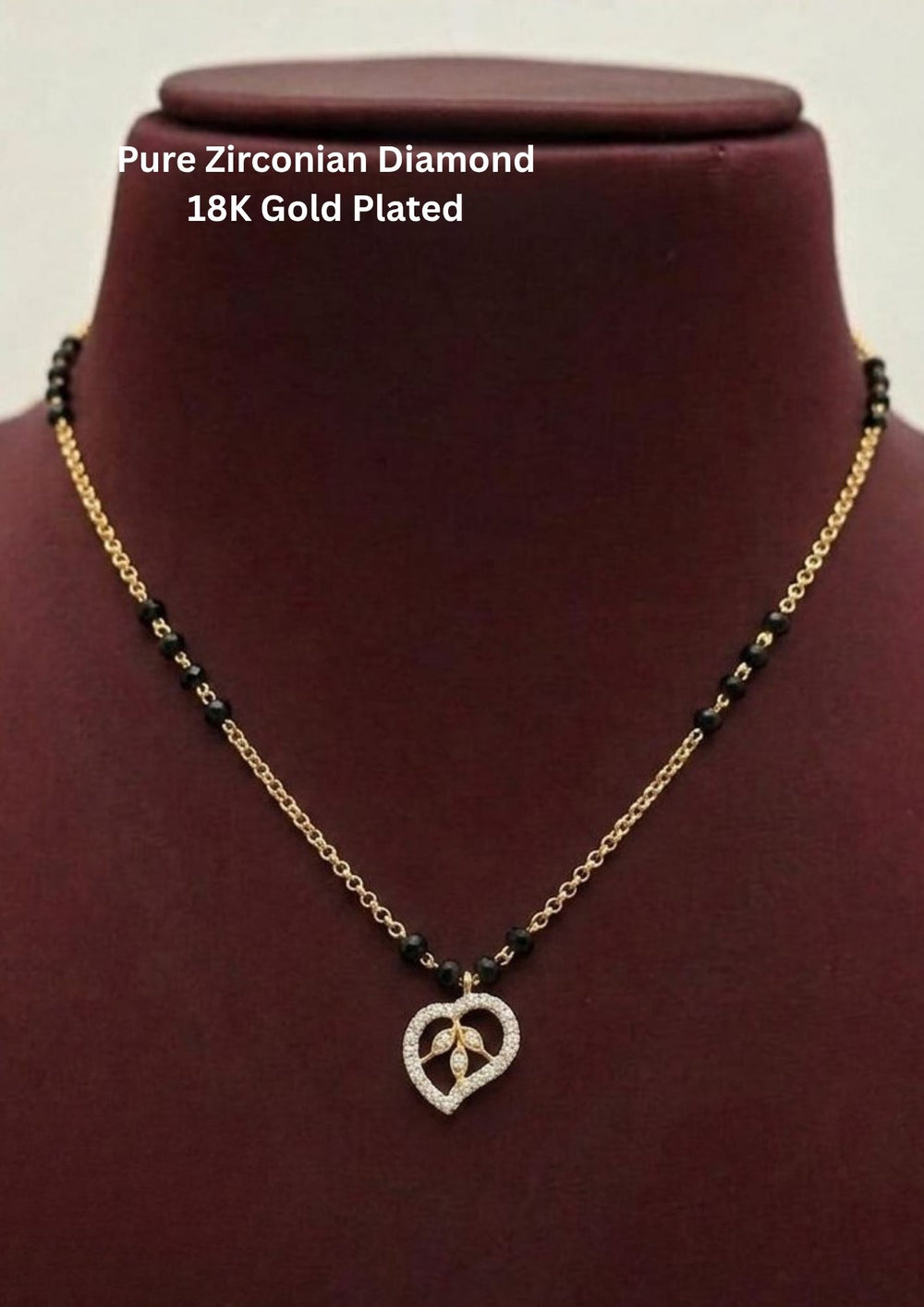 Pure Zirconian Diamond 18K Gold Plated Heart Shape Mangalsutra