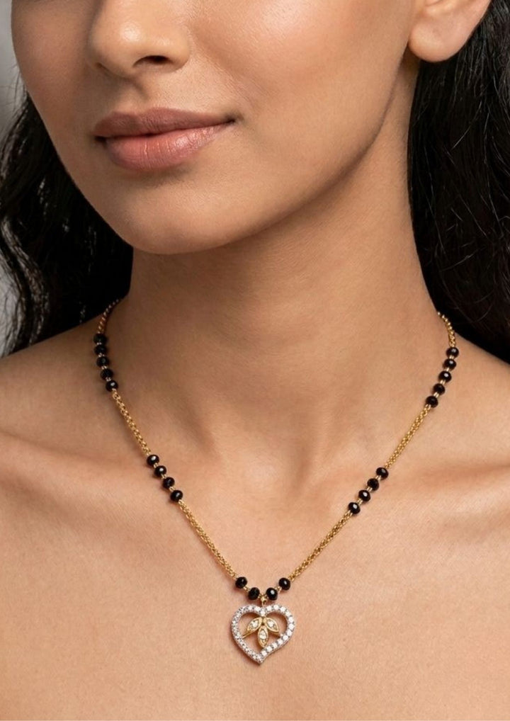 Pure Zirconian Diamond 18K Gold Plated Heart Shape Mangalsutra