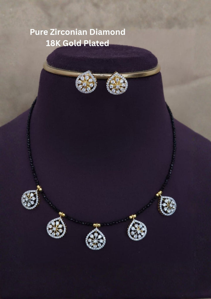 Pure Zirconian Diamond Gold Plated Mnaglasutra with Studs 