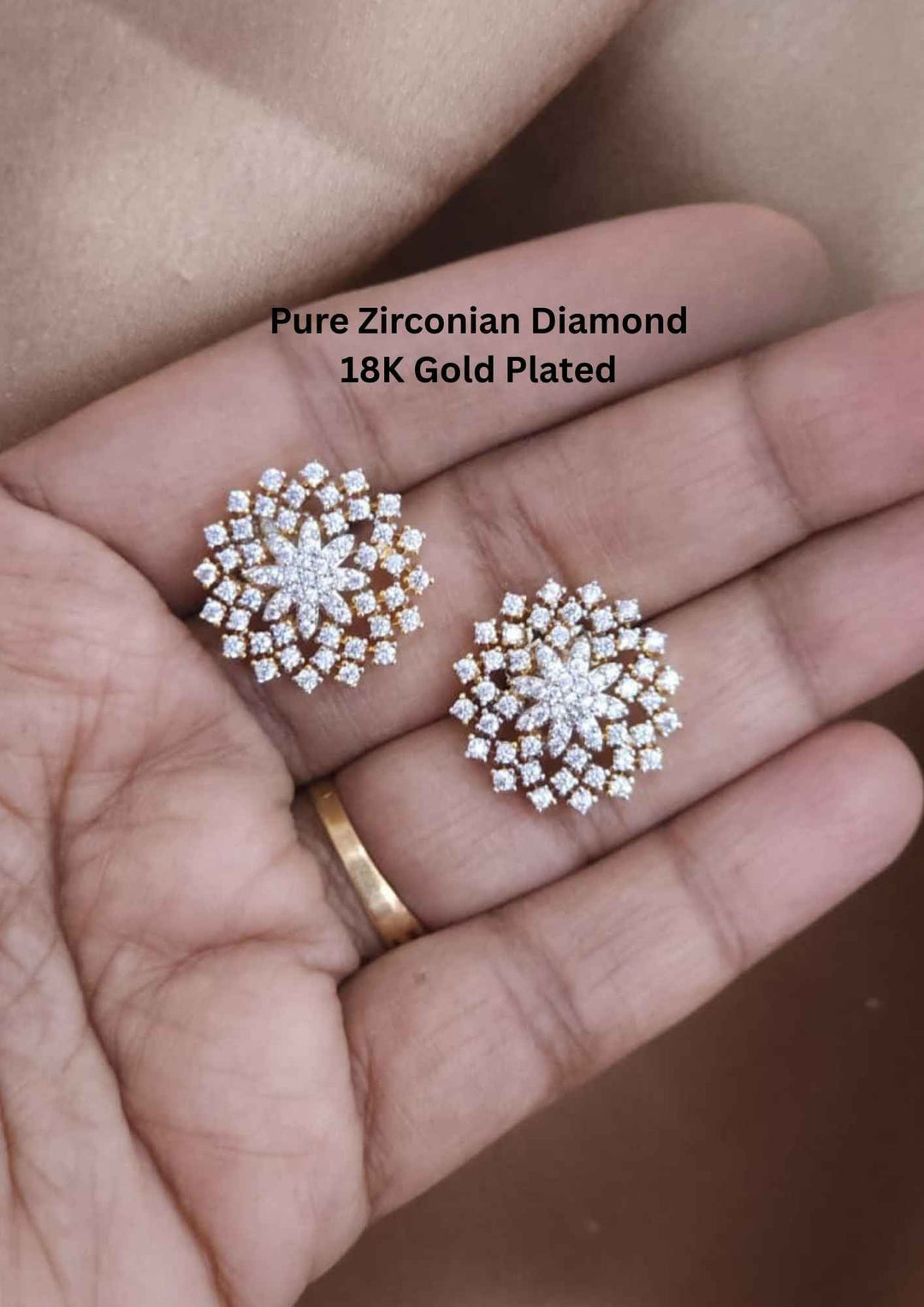 Pure Zirconian Diamond 18K Gold Plated earrings 