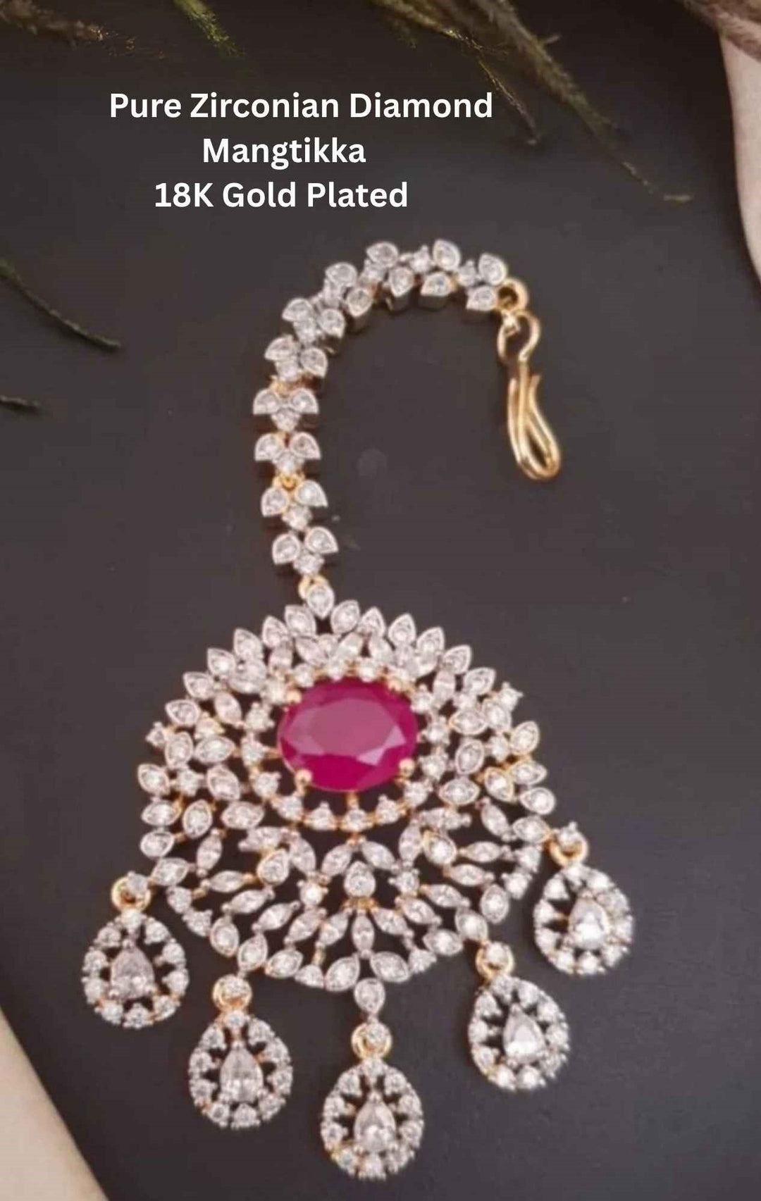 Pure Zirconian Diamond Gold Plated Mangtikka