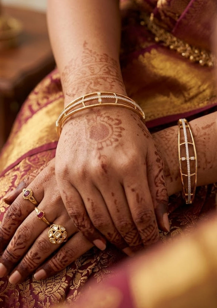 Pure Zirconian Diamond Gold Plated Bangles (Set of 2) 