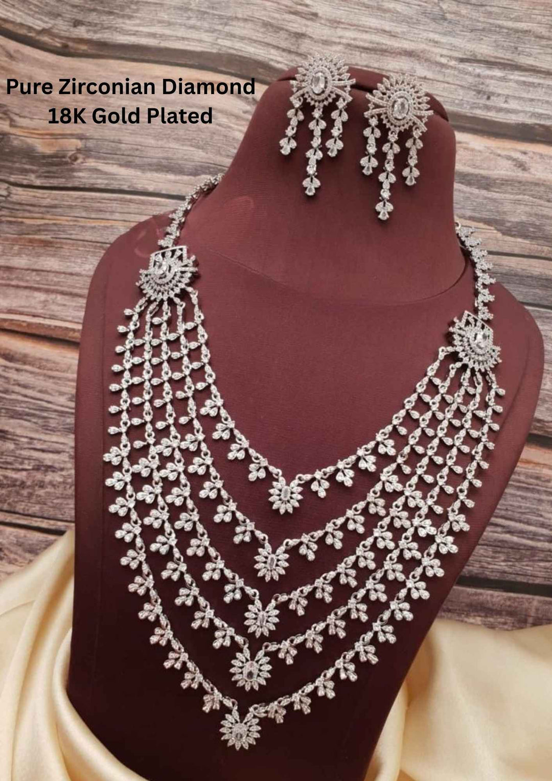 Pure Zirconian Diamond Gold Plated Bridal Set 