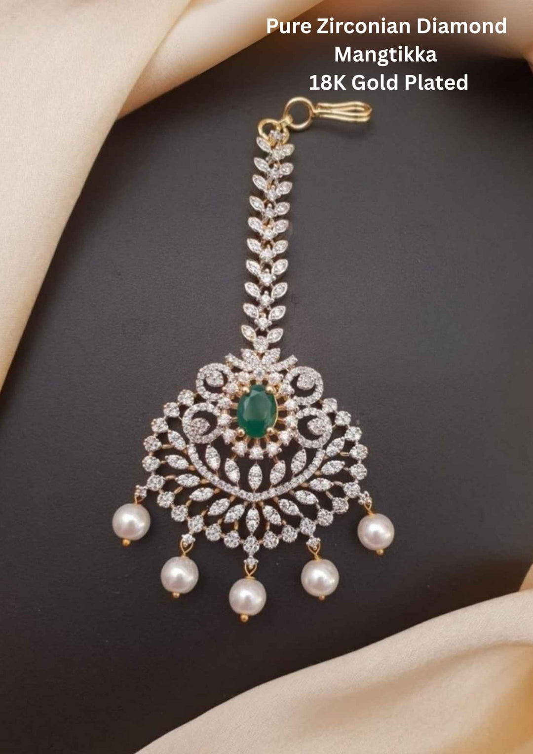 Pure Zirconian Diamond Gold Plated Mangtikka