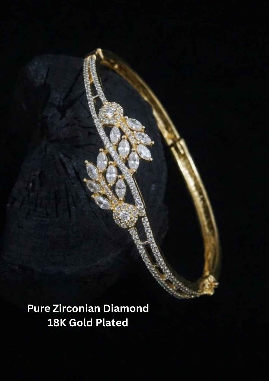 Pure Zirconian Diamond Gold Plated Openable Bracelet