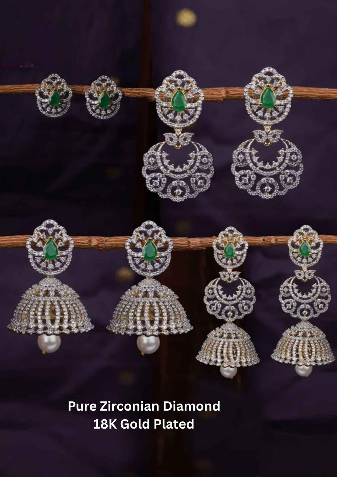 Diamond 4 in 1 Jhumka Earrings 