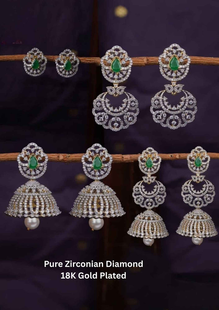 Diamond 4 in 1 Jhumka Earrings 