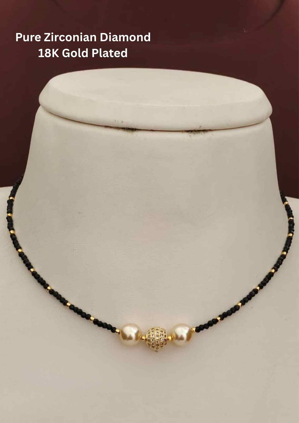 Pure Zirconian Diamond Ball Shape Pendant Gold Plated Mangalsutra