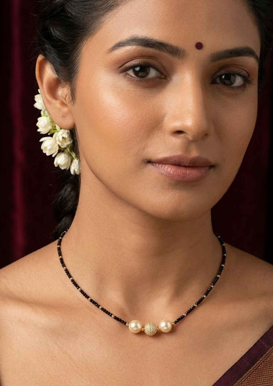 Pure Zirconian Diamond Ball Shape Pendant Gold Plated Mangalsutra 
