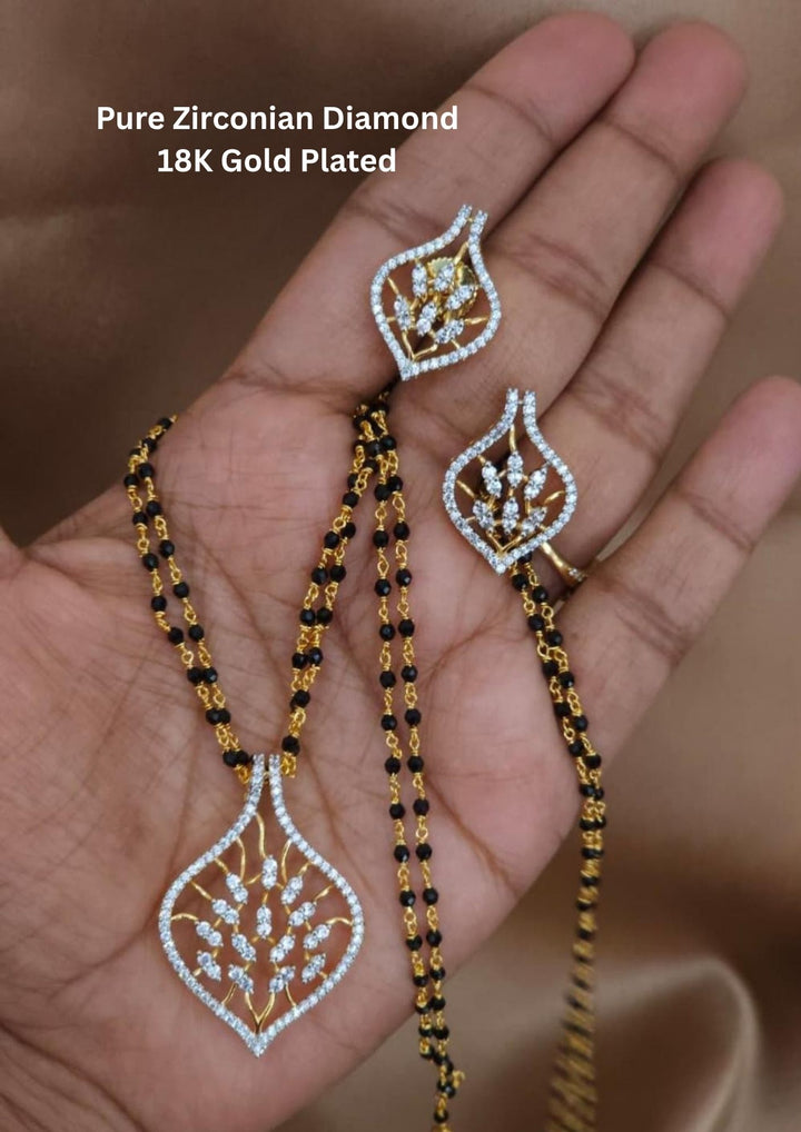 Pure Zirconian Diamond Floral Double Layer Mangalsutra 
