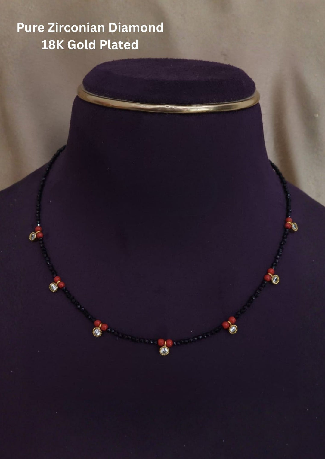 Pure Zirconian Diamond Gold Plated Coral Mangalsutra 