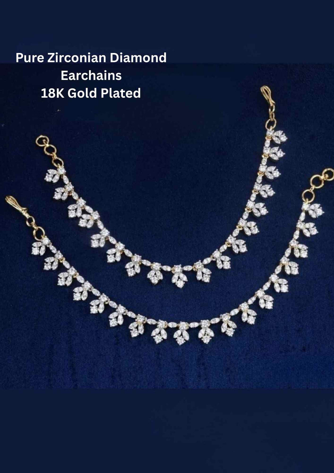 Pure Zirconian Diamond Gold Plated Earchains