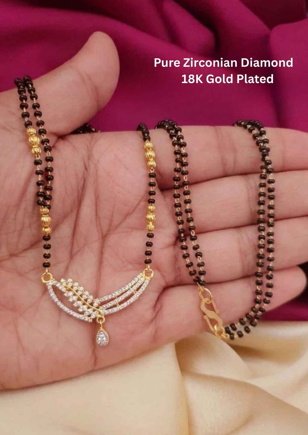 Pure Zirconian Diamond Gold Plated Leaf Model Mangalsutra 