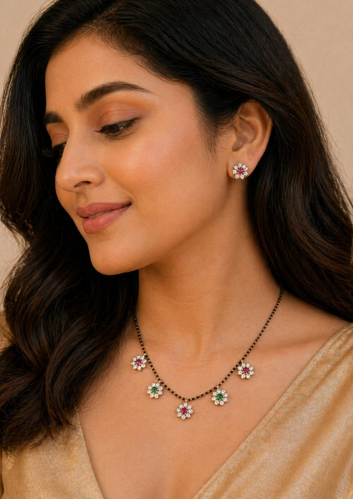 Pure Zirconian Diamond Gold Plated Mangalsutra Model Pic