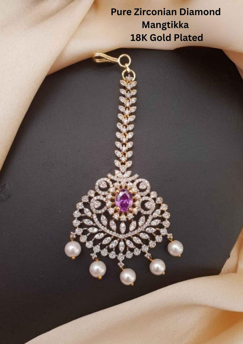 Pure Zirconian Diamond Gold Plated Mangtikka