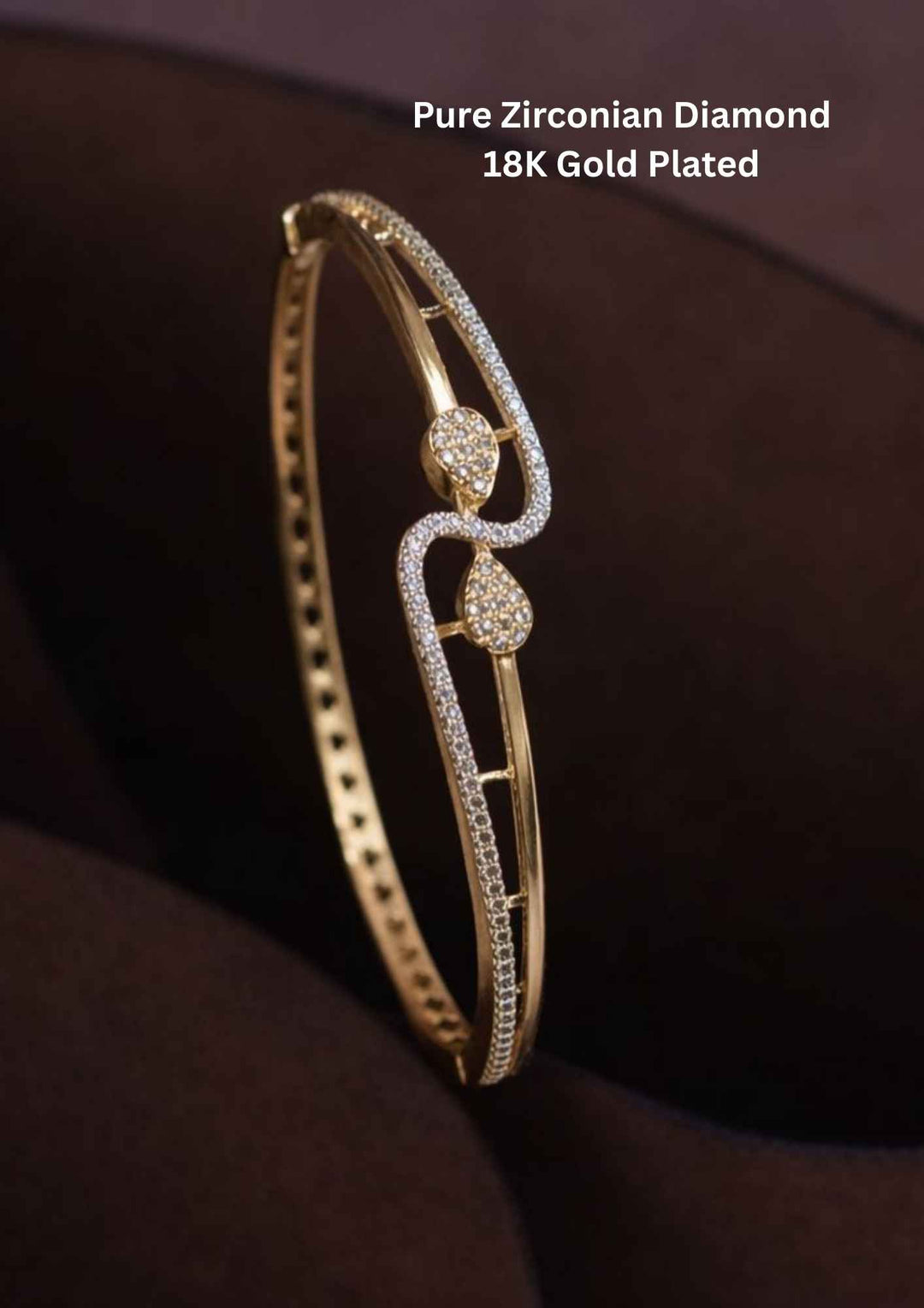 Pure Zirconian Diamond Gold Plated Openable Bracelet