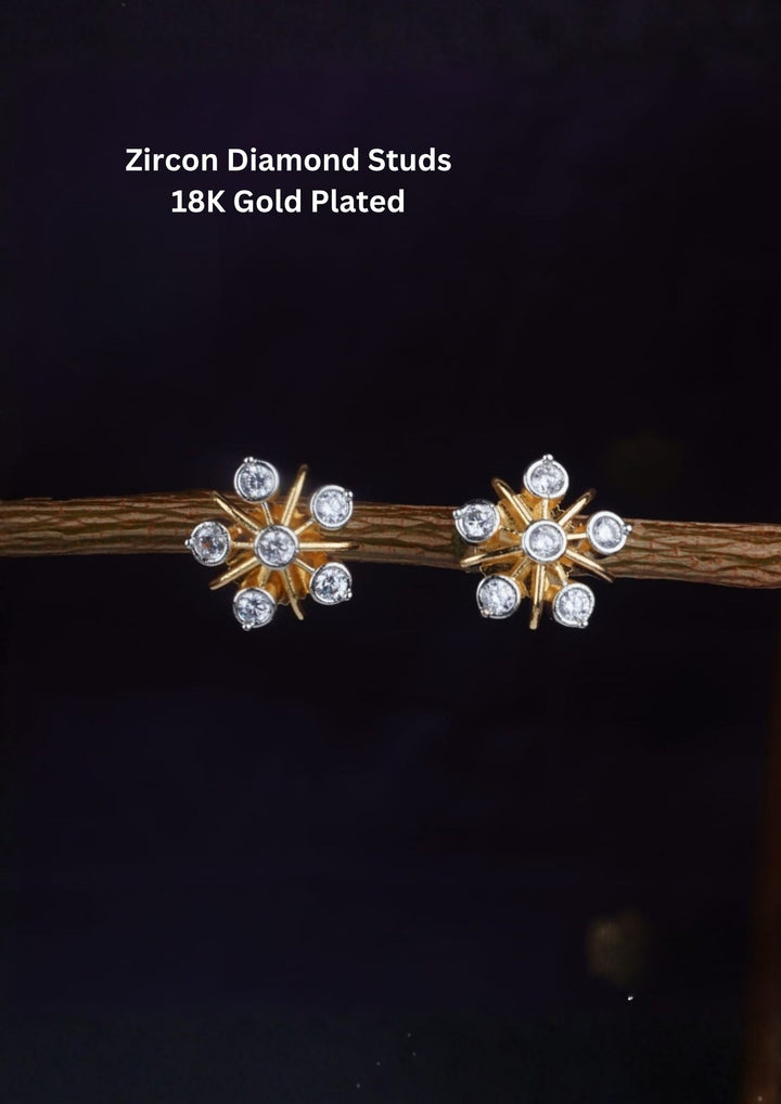 Pure Zirconian Diamond Gold Plated Studs for dailywear