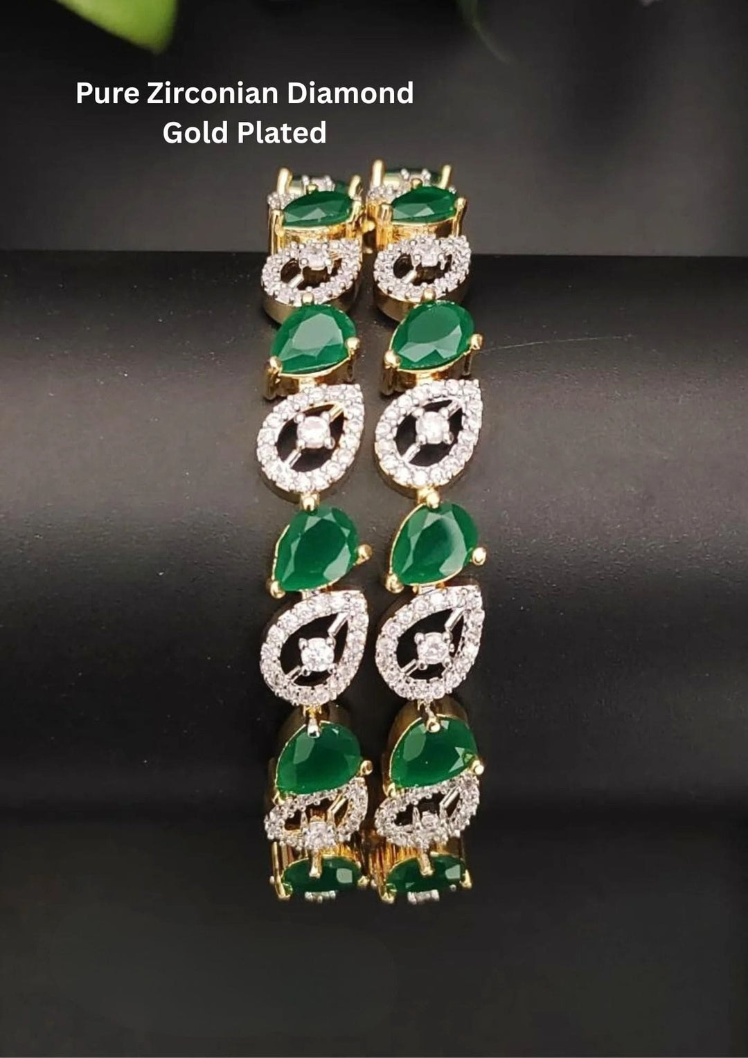 Pure Zirconian Diamond Gold Plated Bangles (set of 2) 