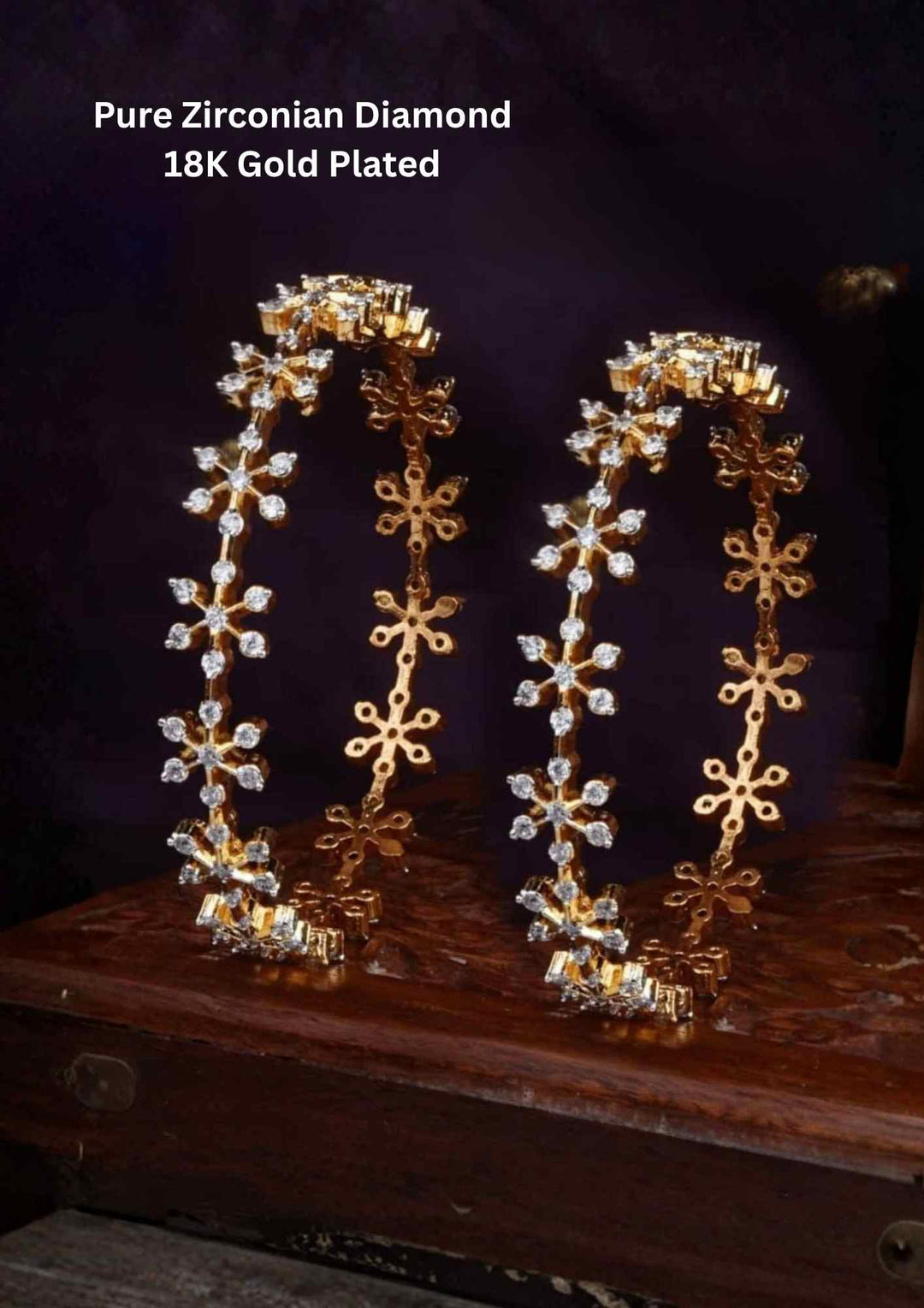 Pure Zirconian Diamond Gold Plated Amora Bangles (set of 2)