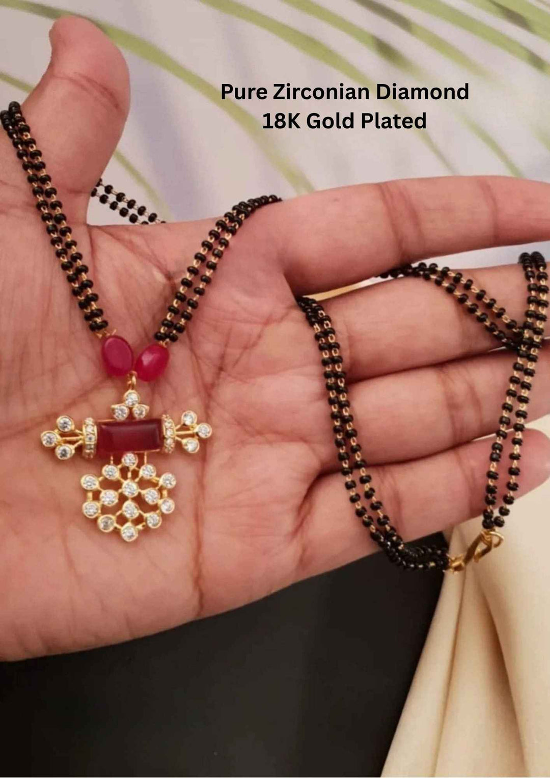 Pure Zirconian Diamond Gold Plated Beads Mangalsutra