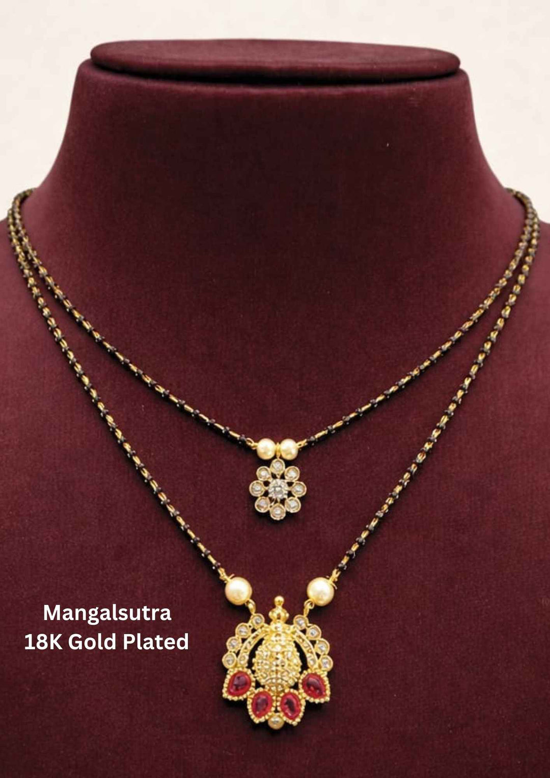 Pure Zirconian Diamond Gold Plated Double Chain Mangalsutra 