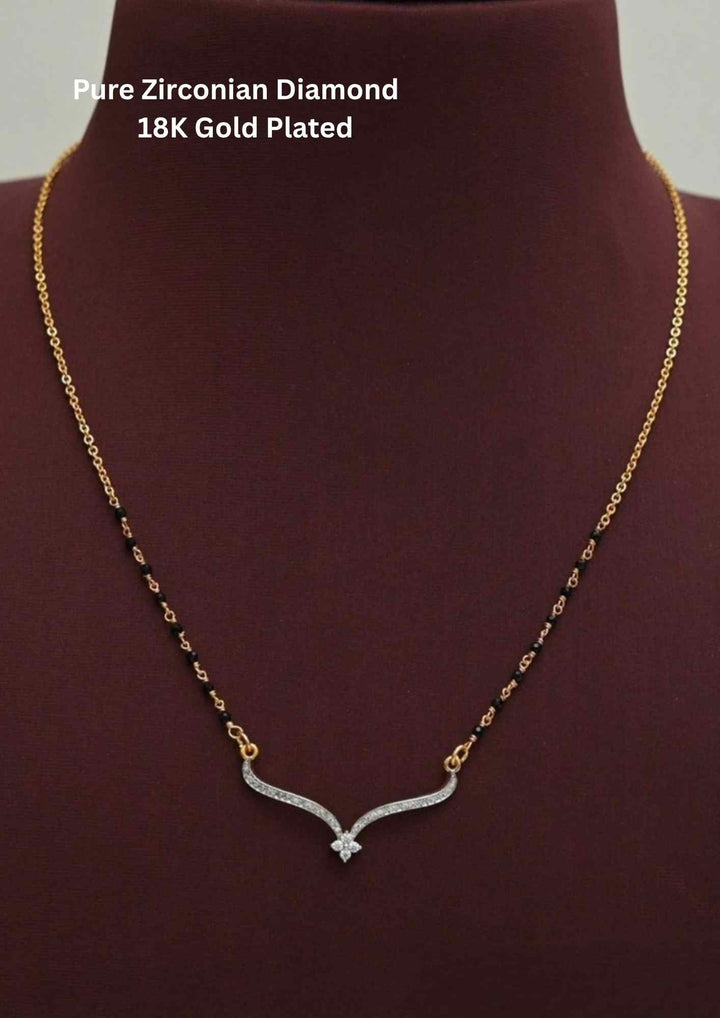 Pure Zirconian Diamond Gold Plated Flasy Mangalsutra