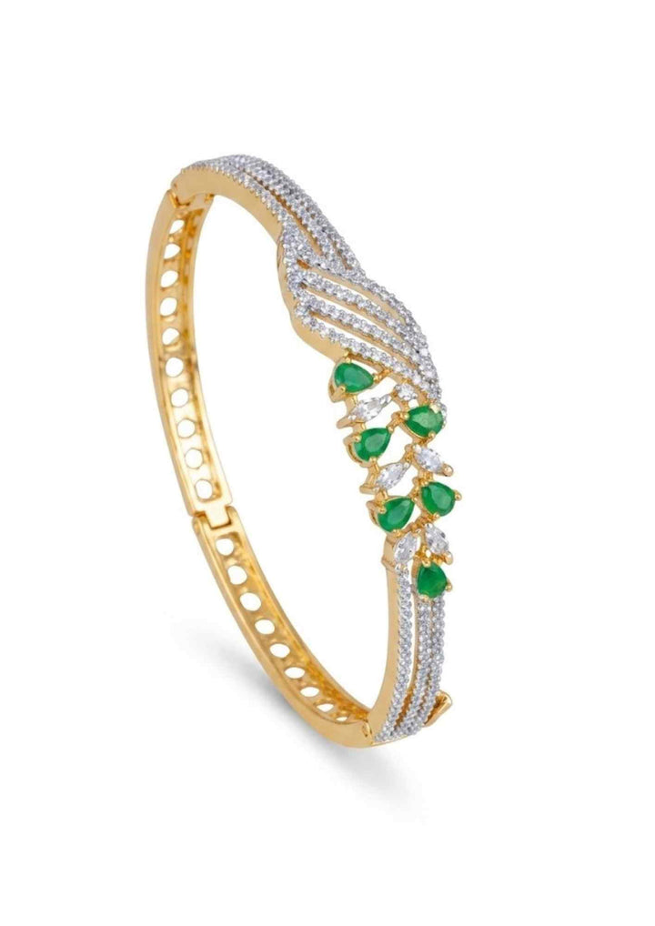 Pure Zirconian Diamond Gold Plated Floral Openable Bracelet White Background