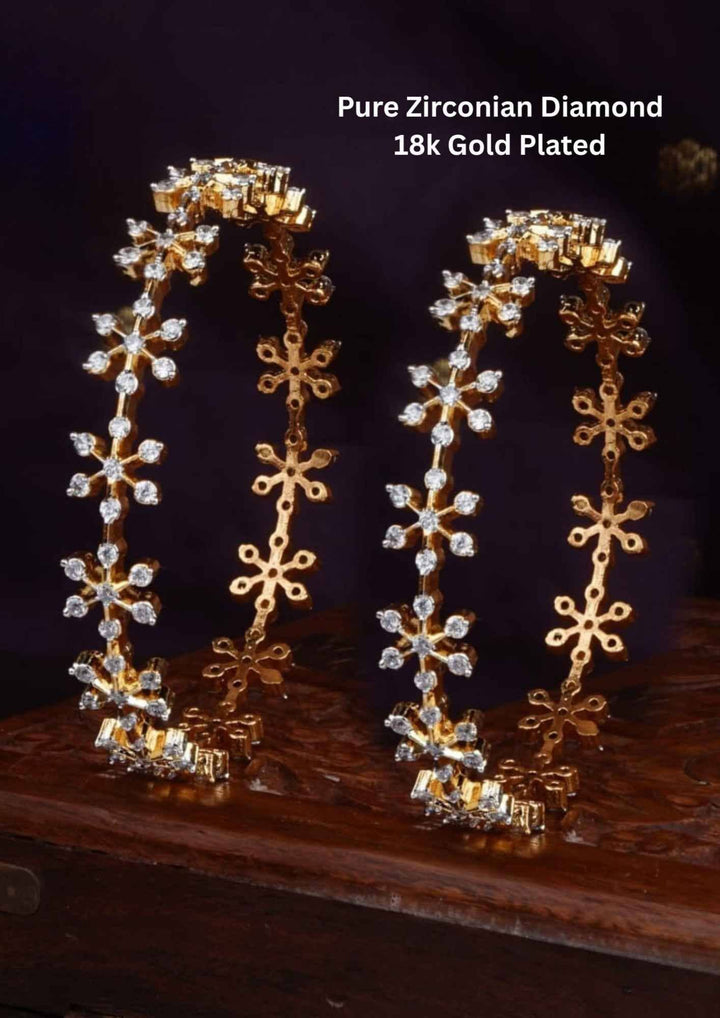 Pure Zirconian Diamond Gold Plated Flower Bangles c106520